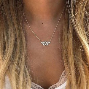 Silver Plated Dainty Tiny Lotus Flower Zen Minimalist Pendant Necklace